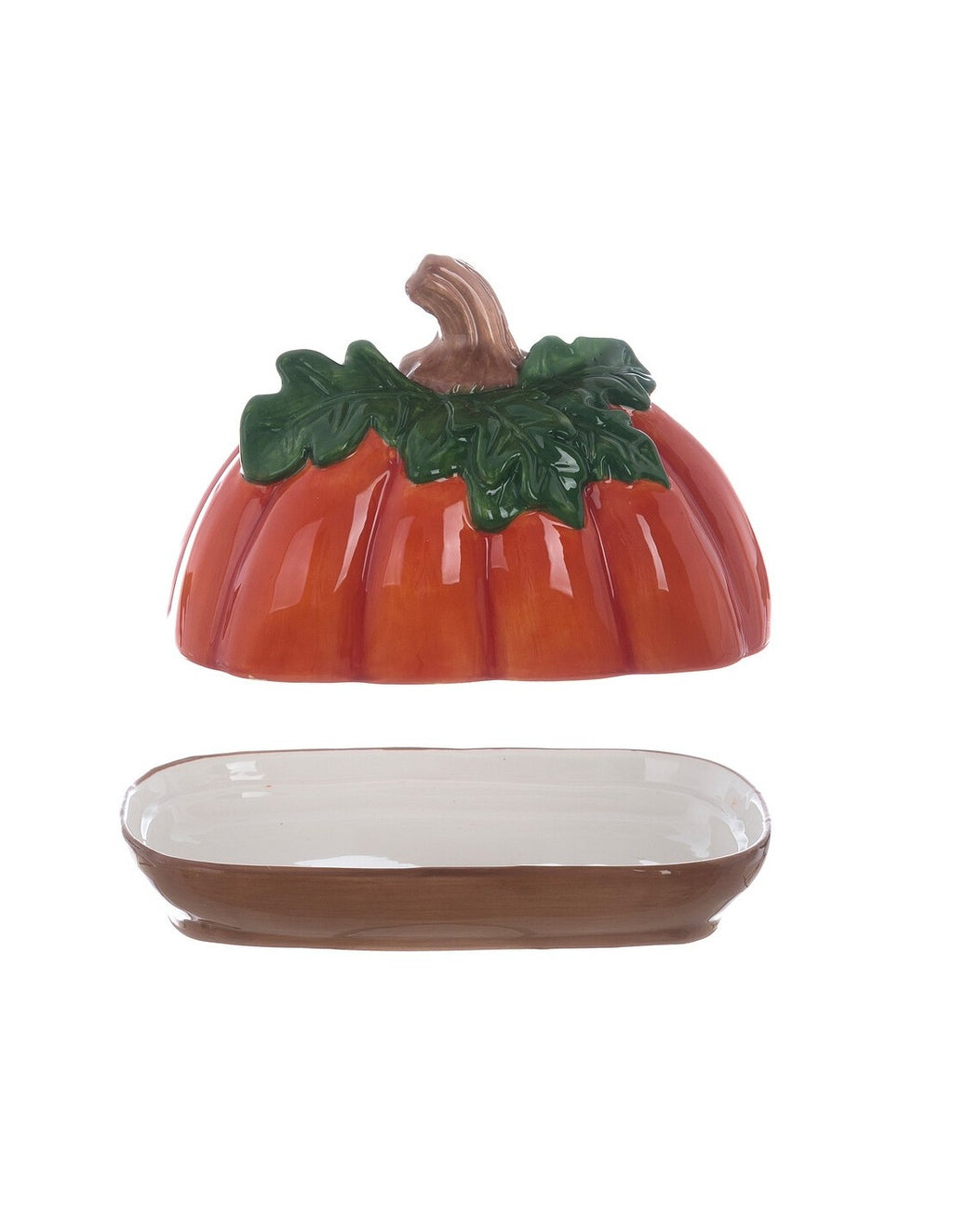 Blanc MariClò Porta Burro Zucca Gourmandise d'Automne in Ceramica 15,50x10,70x9 cm.