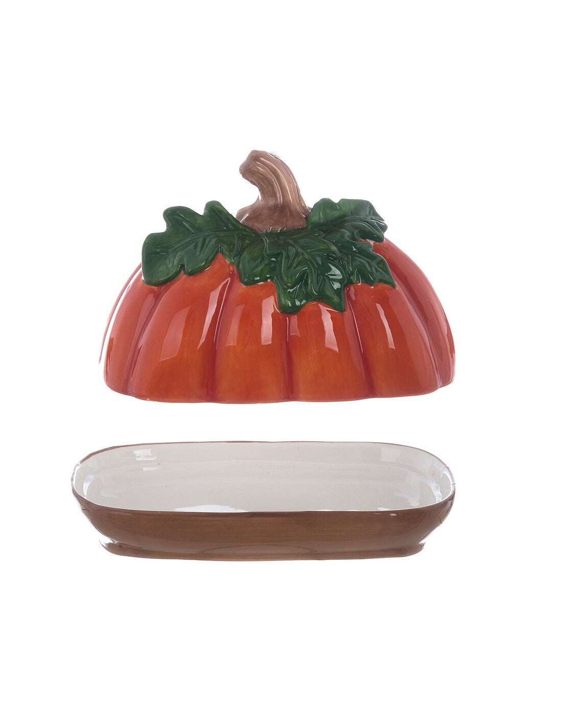 Blanc MariClò Porta Burro Zucca Gourmandise d'Automne in Ceramica 15,50x10,70x9 cm.