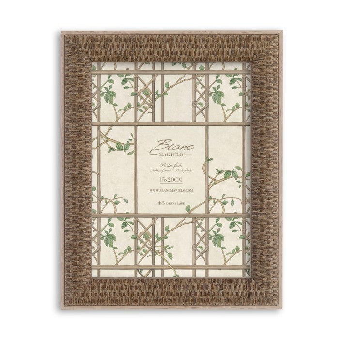 Blanc MariClò Portafoto Imago Collection in MDF e Lino con Decoro Botanico 15x20 cm.