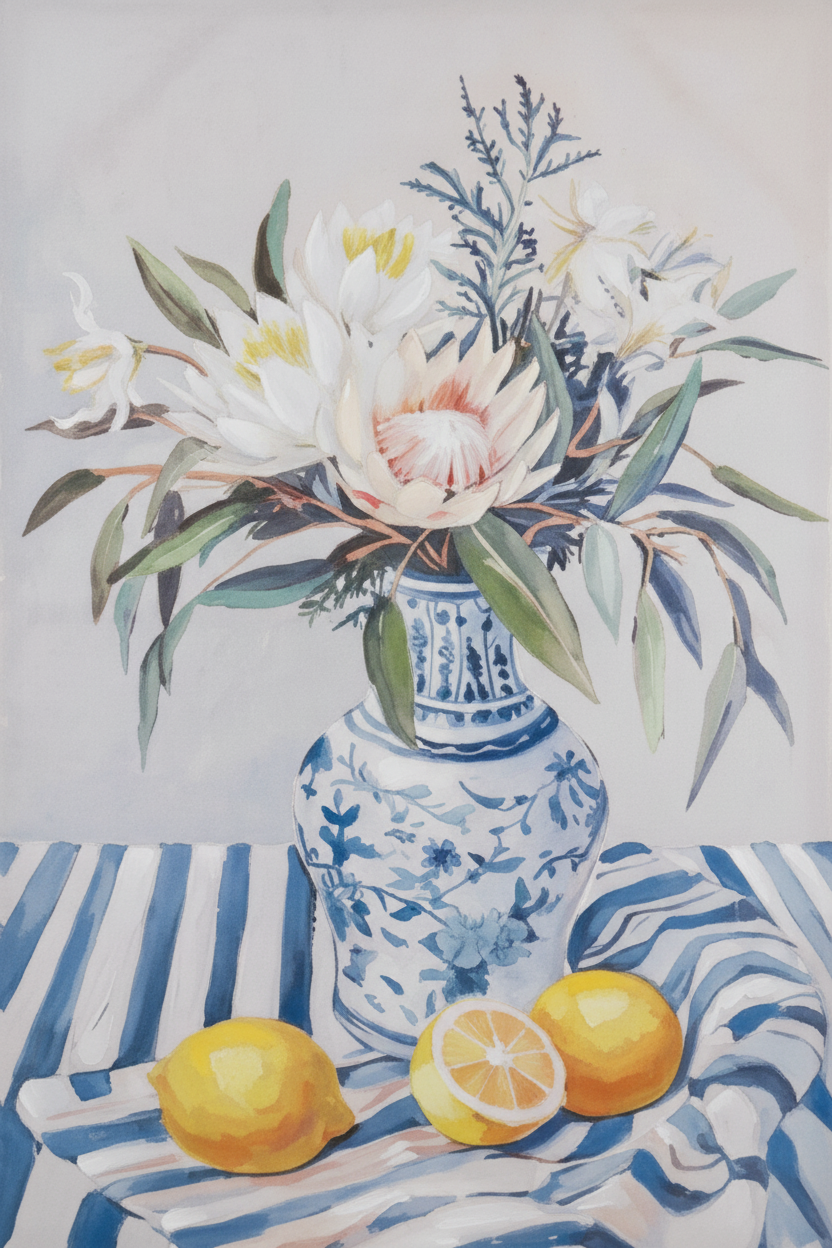 Quadro 1 - Vaso con protea