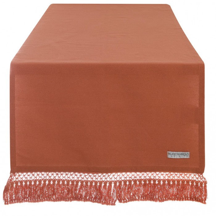 Blanc MariClò Runner con Frange Infinity Collection in 100% Cotone Ruggine 45x140 cm.