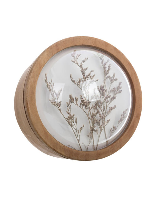 Blanc MariClò Scatola Decorativa in Legno con Cupola in Vetro e Fiori Secchi 16,80x13 cm.