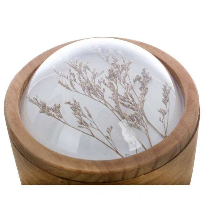 Blanc MariClò Scatola Decorativa in Legno con Cupola in Vetro e Fiori Secchi 20,60x15 cm.