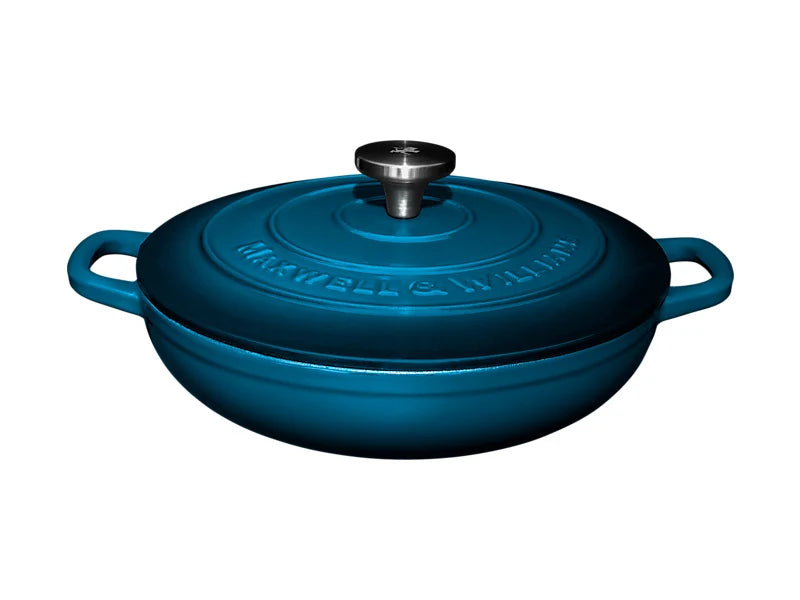 Maxwell & Williams Cast Iron Collection Tegame Basso Braiser in Ghisa Smaltata Midnight Blue 3,3 litri 27 cm.