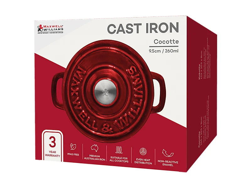 Maxwell & Williams Cast Iron Collection Mini Cocotte in Ghisa Smaltata Merlot 260 ml 9,5 cm.