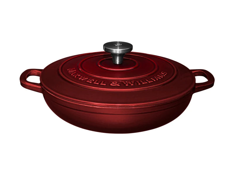 Maxwell & Williams Cast Iron Collection Tegame Basso Braiser in Ghisa Smaltata Merlot 3,3 litri 27 cm.