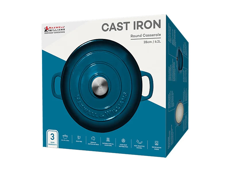Maxwell & Williams Cast Iron Collection Casseruola Rotonda in Ghisa Smaltata Midnight Blue 6,2 litri 28 cm.