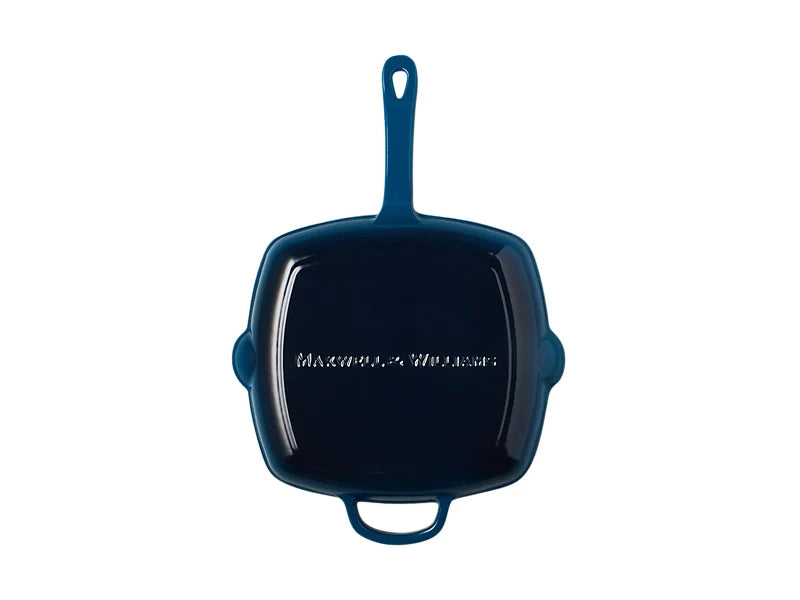 Maxwell & Williams Cast Iron Collection Bistecchiera Quadrata in Ghisa Smaltata Midnight Blue 26 cm.