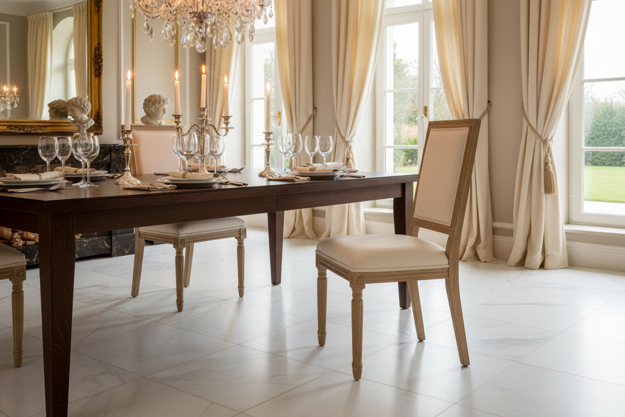 Sedia ambientata in sala da pranzo lussuosa