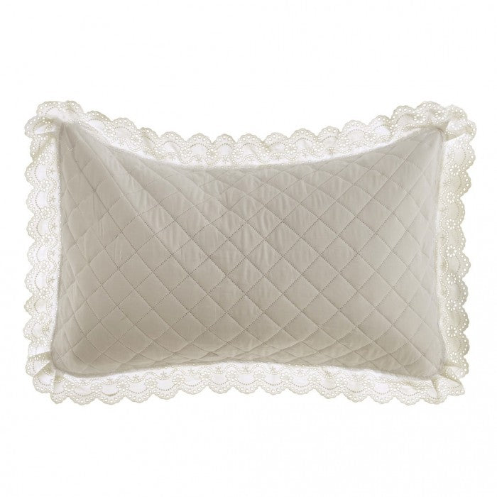 Blanc MariClò Set 2 Copriguanciali con Gala in Pizzo Estate di Sangallo Collection in Microfibra 50x80 cm.