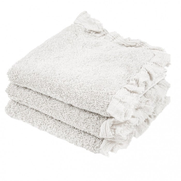 Set 3 Lavette Nuvole di Voile Collection 15x15 cm. Bianco
