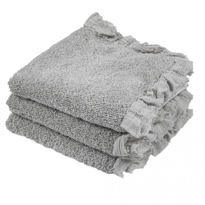 Set 3 Lavette Nuvole di Voile Collection 15x15 cm. Grigio