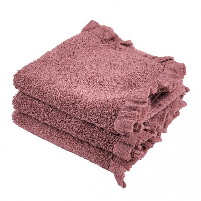 Set 3 Lavette Nuvole di Voile Collection 15x15 cm. Rosa Antico
