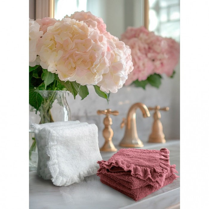 Set 3 Lavette Nuvole di Voile Collection 15x15 cm. Rosa Antico