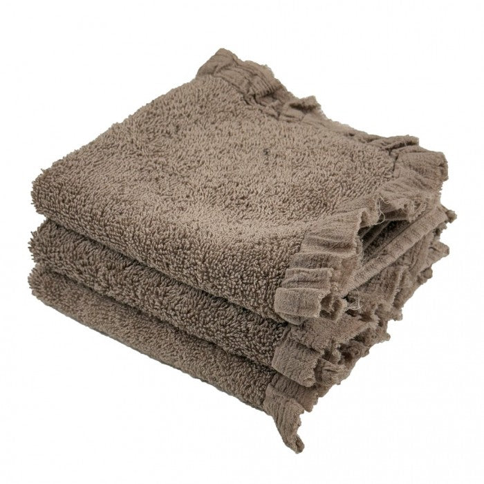 Set 3 Lavette Nuvole di Voile Collection 15x15 cm. Tortora
