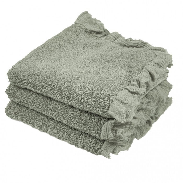 Set 3 Lavette Nuvole di Voile Collection 15x15 cm. Verde Chiaro