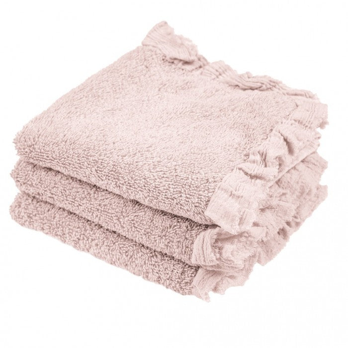 Set 3 Lavette Nuvole di Voile Collection 15x15 cm. Malva