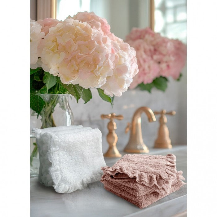 Set 3 Lavette Nuvole di Voile Collection 15x15 cm. Rosa Antico