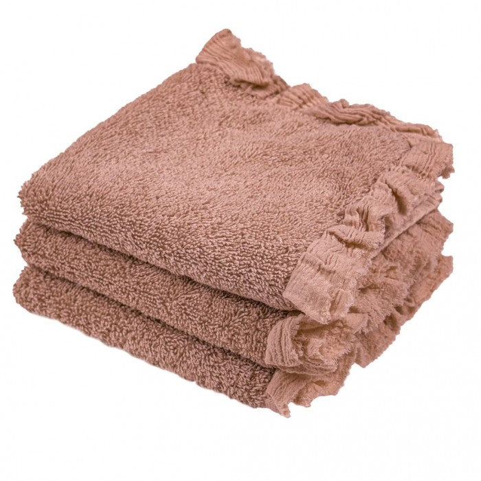 Set 3 Lavette Nuvole di Voile Collection 15x15 cm. Rosa Antico