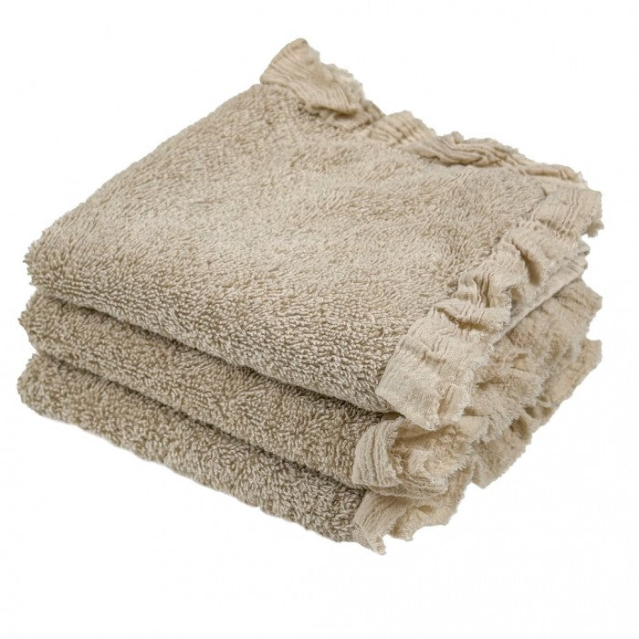 Set 3 Lavette Nuvole di Voile Collection 15x15 cm. Sabbia