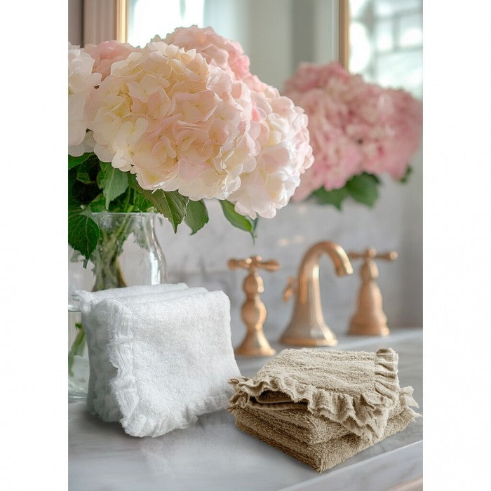 Set 3 Lavette Nuvole di Voile Collection 15x15 cm. Sabbia