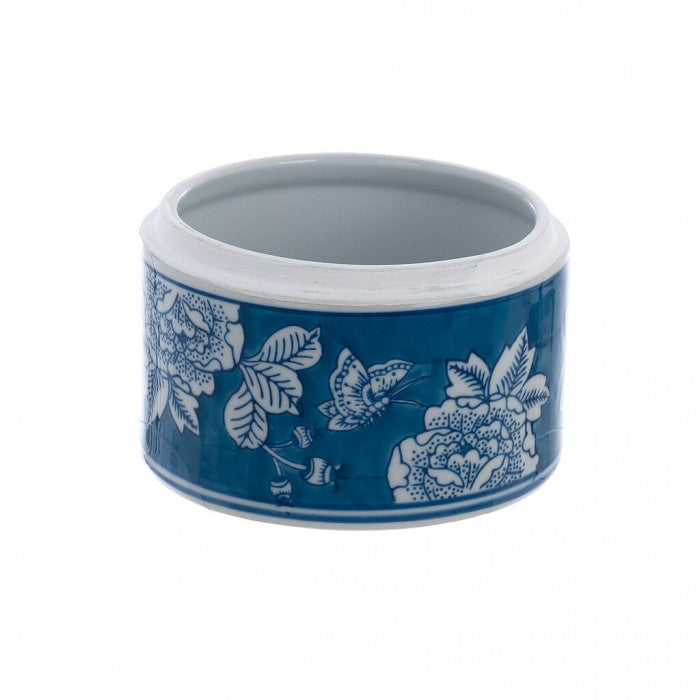 Blanc MariClò Svuota Tasche Chinoiserie Collection in Porcellana Blu con Coperchio 14x10x14 cm.