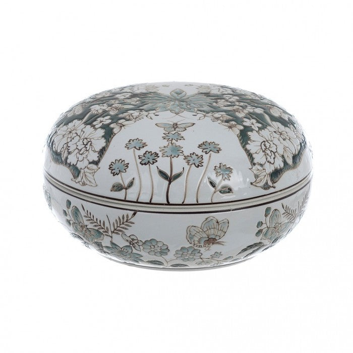 Blanc MariClò Svuota Tasche Chinoiserie Collection in Porcellana con Coperchio 20x12x20 cm.