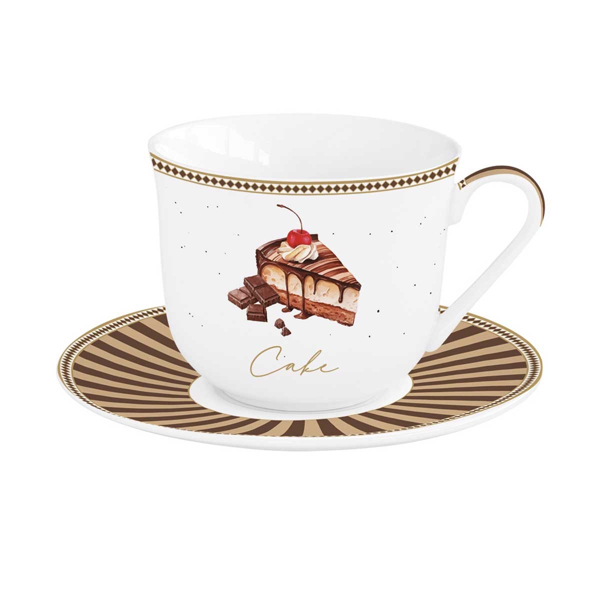 Easy Life Tazza Colazione con Piattino Sweet Moments Porcellana Fine 400 ml.