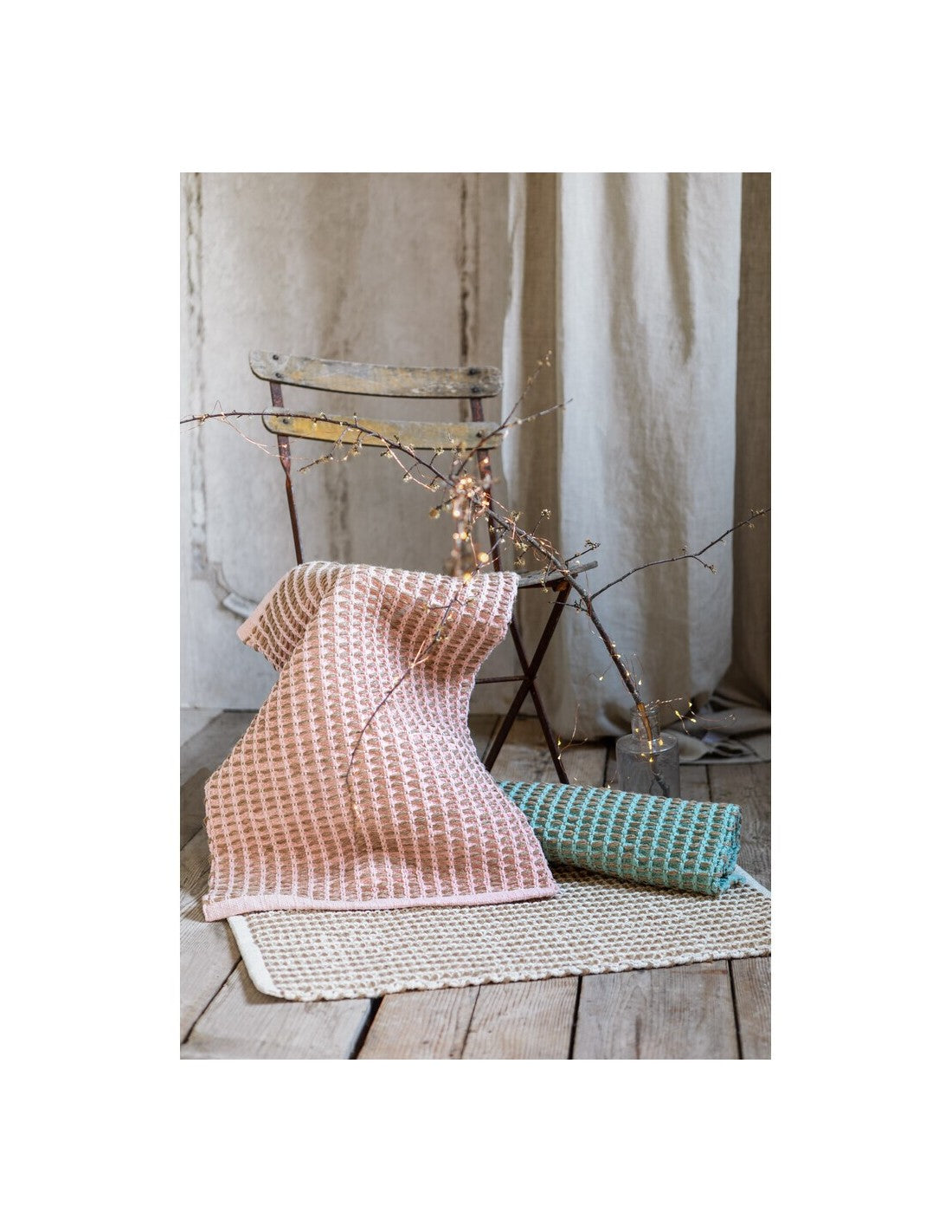 Blanc MariClò Tappeto da Bagno Row Attitude Collection in Cotone e Juta Rosa 50x80 cm.