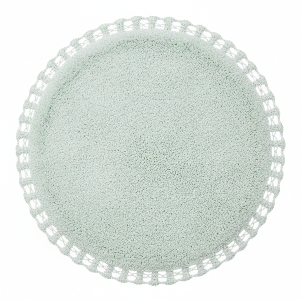 Tappeto con Crochet Bagno Chiaro Collection 80x80 cm. Verde Chiaro