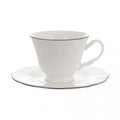Blanc MariClò Set 6 Tazze da Tè Alcina Collection in Ceramica Bianca con Bordo Dorato