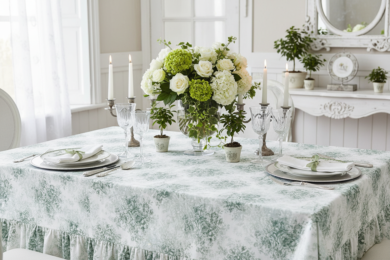 Tovaglia English Rose Collection su tavola apparecchiata