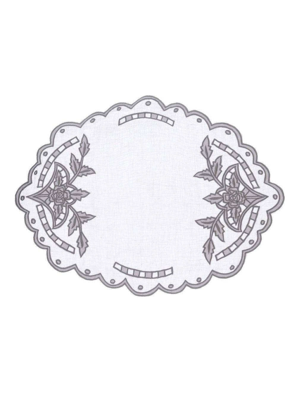 Blanc MariClò Tovaglietta Ricamata Collezione Dentelle Lino e Cotone Grigio 38x50 cm.