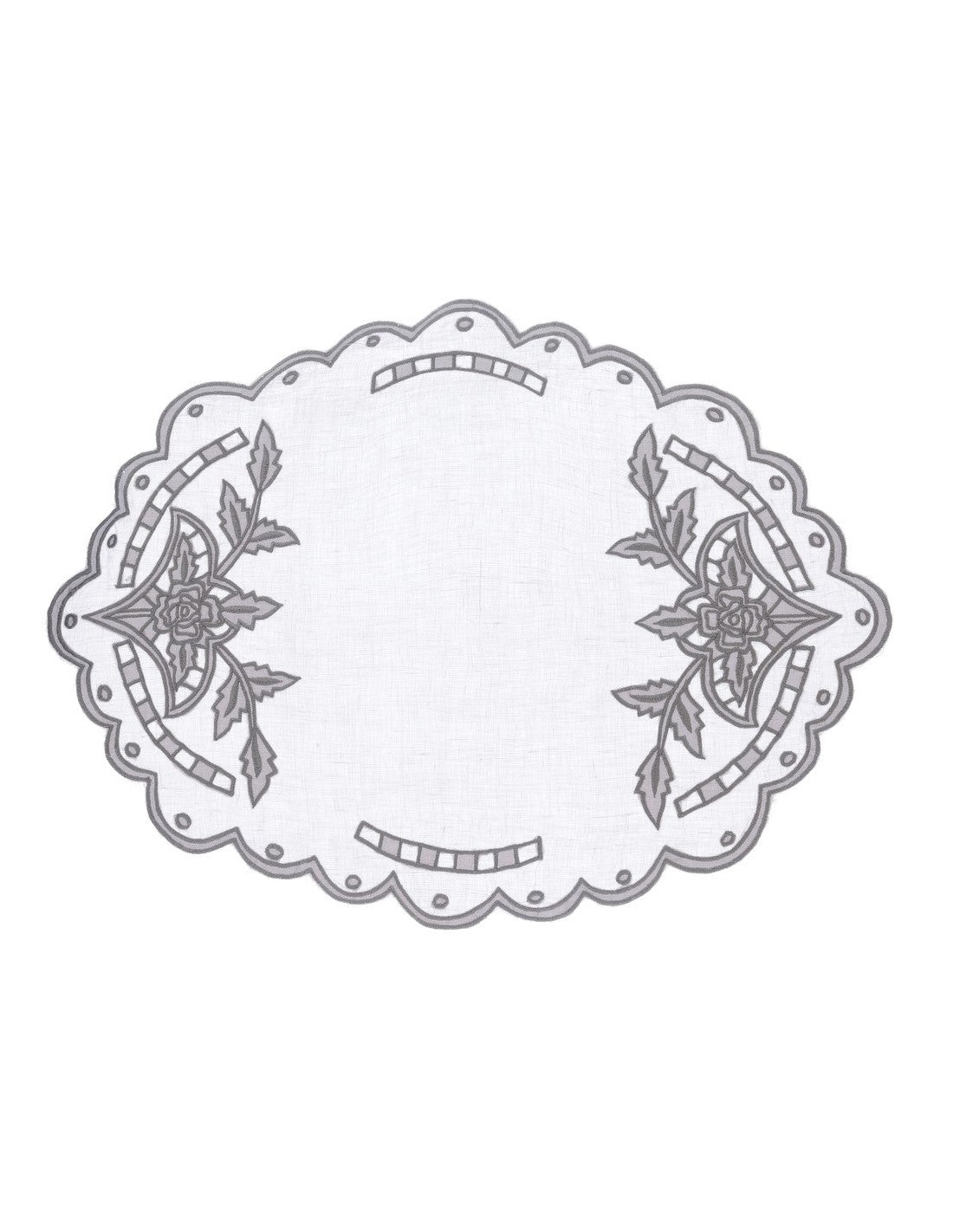 Blanc MariClò Tovaglietta Ricamata Collezione Dentelle Lino e Cotone Grigio 38x50 cm.