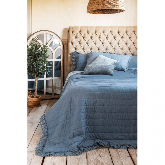 Blanc MariClò Trapunta 2 Piazze con Gala Acquerello di Sangallo Collection in Microfibra Azzurro 260x260 cm.