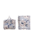 Blanc MariClò Trapunta con Gala Peonies Collection in Poliestere Azzurro 260x260 cm.