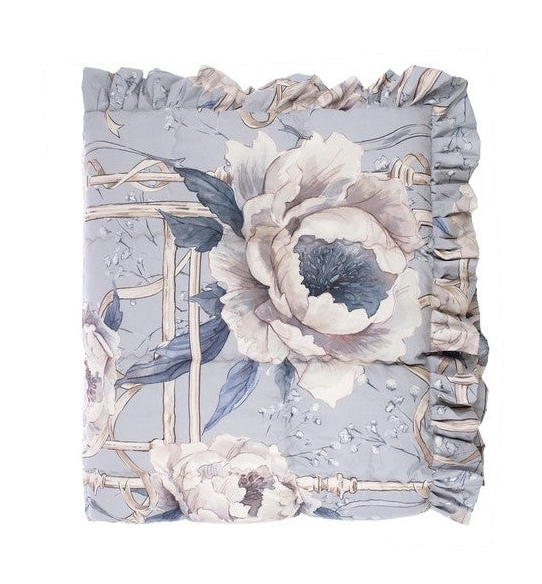 Blanc MariClò Trapunta con Gala Peonies Collection in Poliestere Azzurro 260x260 cm.
