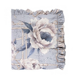 Blanc MariClò Trapunta con Gala Peonies Collection in Poliestere Azzurro 260x260 cm.