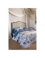 Blanc MariClò Trapunta con Gala Peonies Collection in Poliestere Azzurro 260x260 cm.