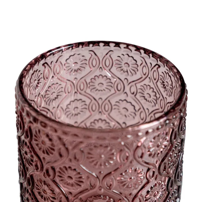 Ixia Set 6 Bicchiere Alto Rosa Mauve in Cristallo Decorato H12,7 Ø8 cm. 400ml