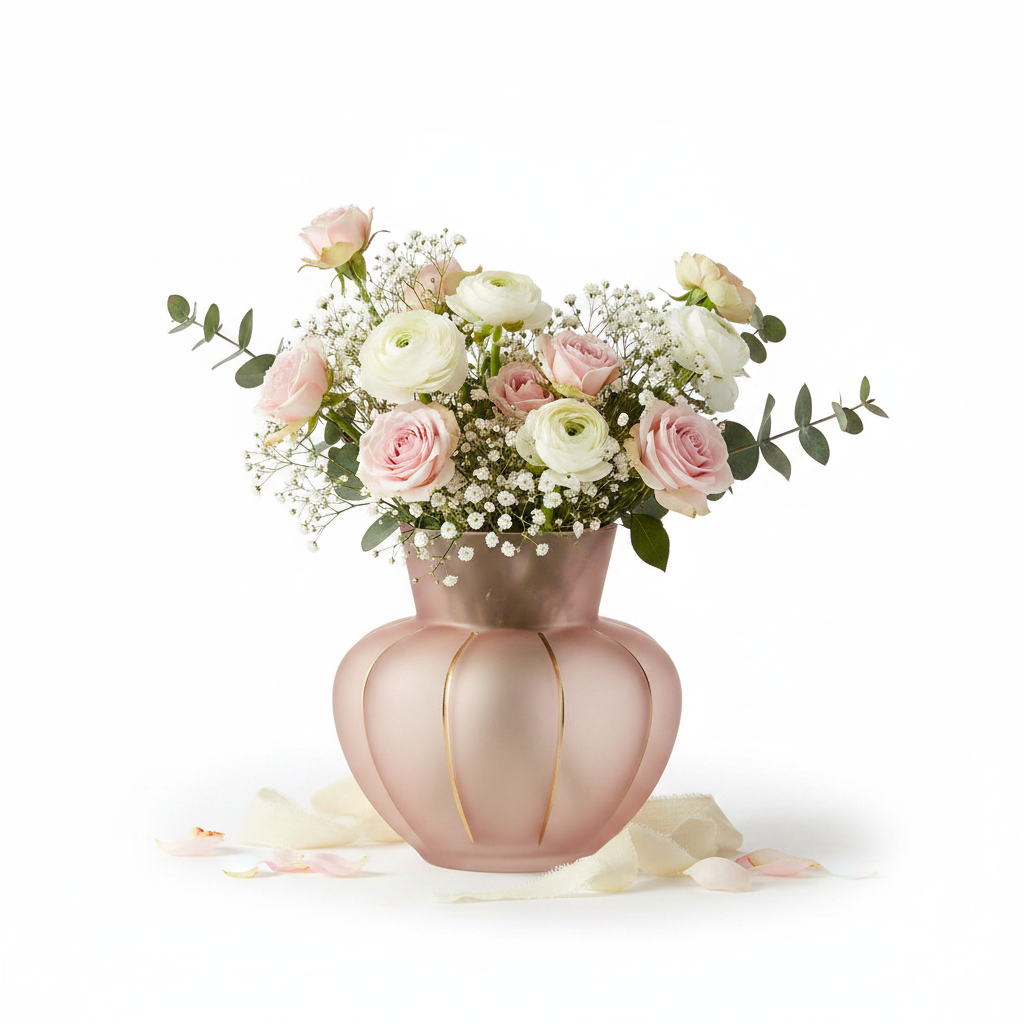 Vaso Bombato Vetro Rosa
