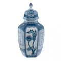 Blanc MariClò Vaso Decorativo Chinoiserie Collection in Porcellana Blu con Coperchio 20x40x18 cm.
