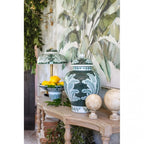 Blanc MariClò Vaso Decorativo Chinoiserie Collection in Porcellana Verde con Coperchio 26x41x26 cm.