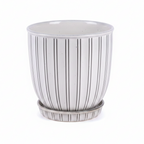 Plathea Home e Deco Set Cache Pot con Sottovaso Tempo Collection in Ceramica Avorio H. 20 cm. D. 20 cm.