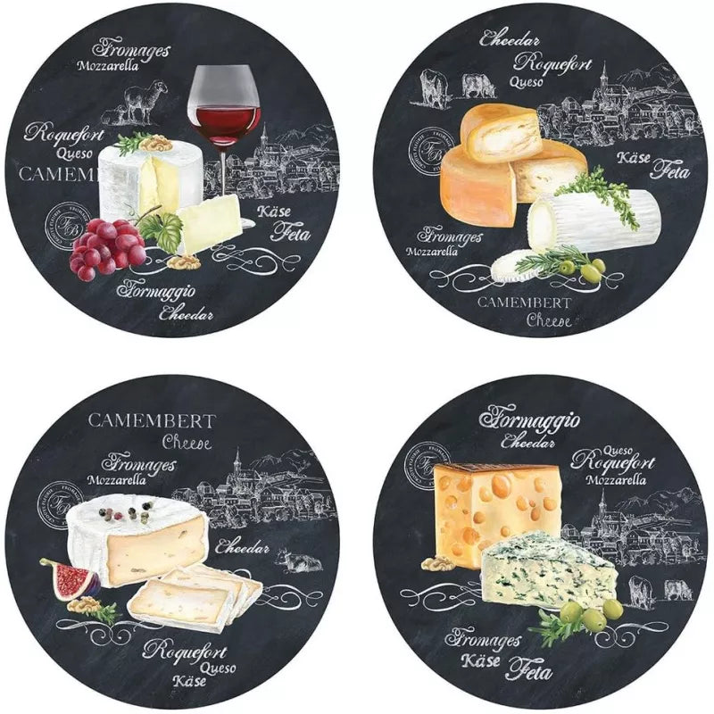 Easy Life Set 4 Piatti Formaggio World Of Cheese Collection in Porcellana D19 cm.